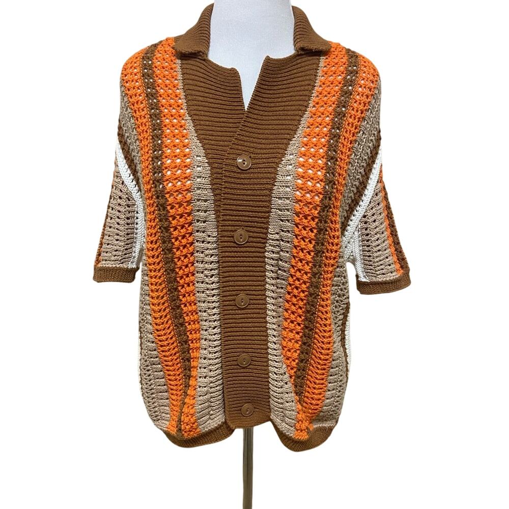 Vintage BDG Crochet Button-Up Cardigan | Made in Turkey | Y2K Grammacore